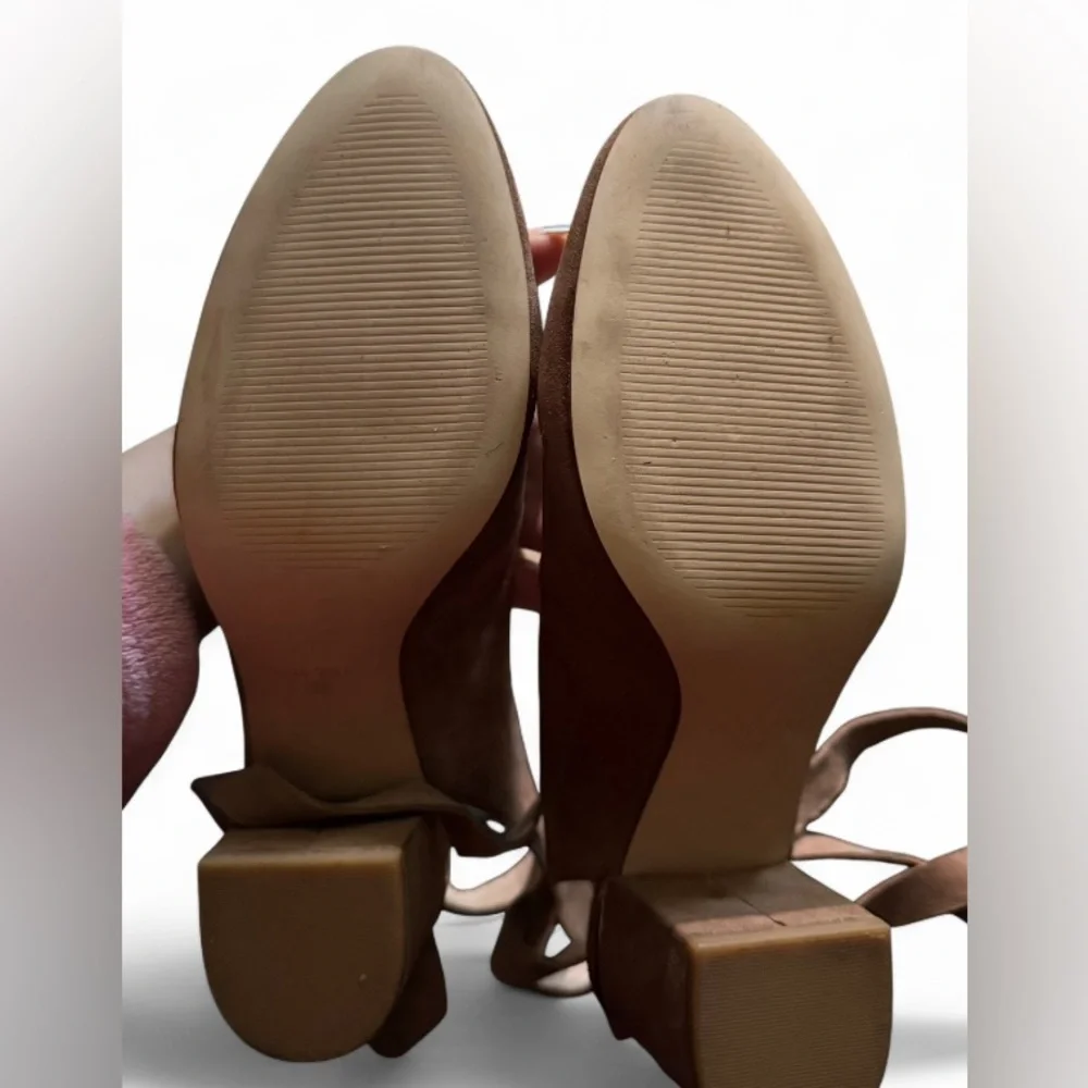 Nine West Brown Suede Lace Up Wrap Heels Women’s 8M Strappy Ankle Tie Sandals